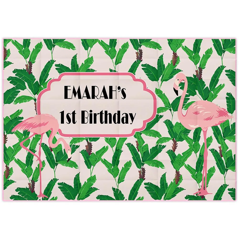 Забавный фон Фотоколл с фламинго, пальмовыми листьями, безшовным каркасом, обои на День рождения, фотографический фон для съемки, новый реквизит.