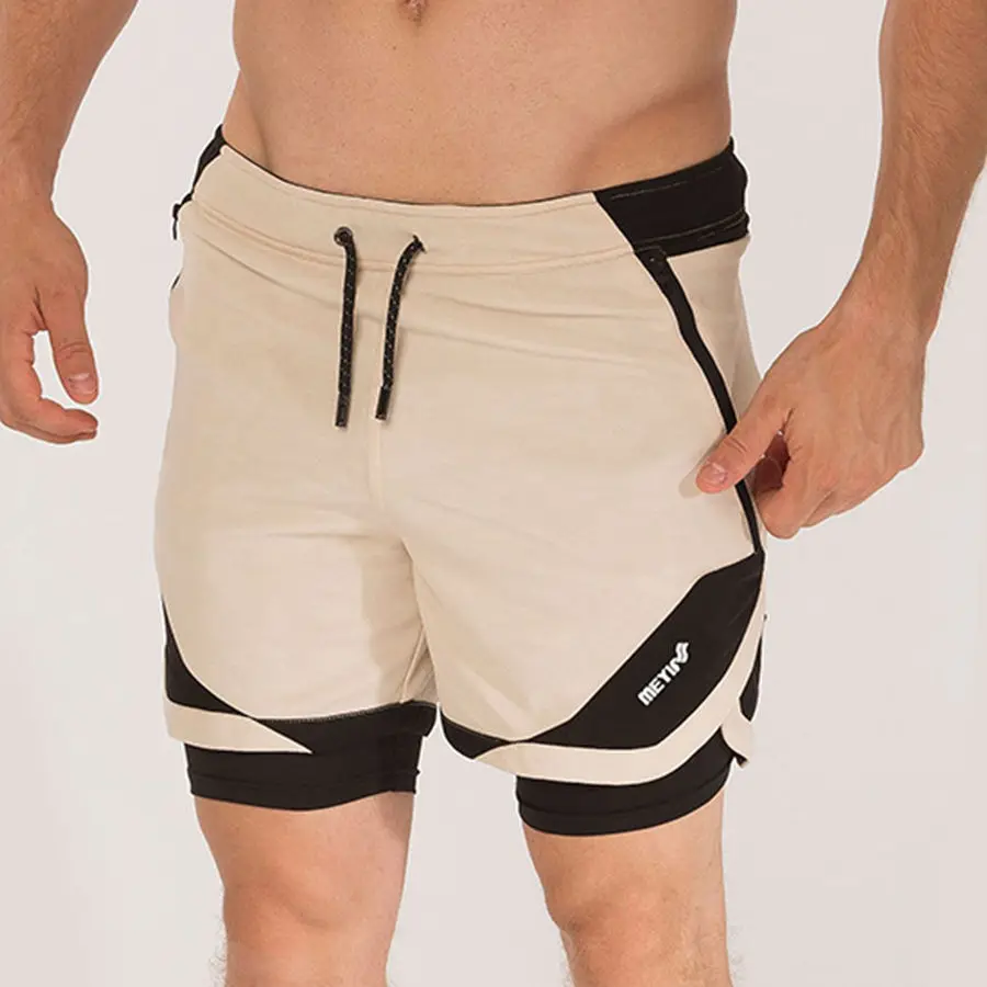 Мужские беговые шорты для спортзала 2 в 1 спортивные быстросохнущие летние