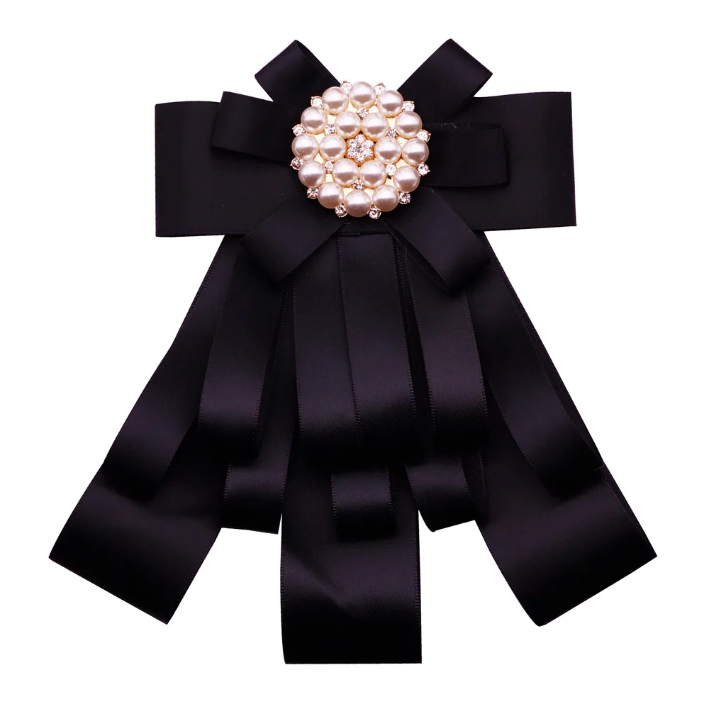 YUEBANG Vintage Green Fabric Pearl Bowknot Brooches For Women Tie Necktie Pins Wedding Party High Quality Clothing Accessories | Украшения