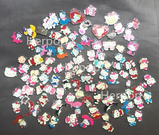 Смешанный Аниме мультфильм Hello kitty кошка эмаль металлические подвески DIY