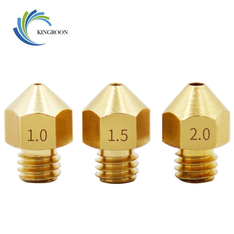 

M6 Copper Nozzle 1.0mm 1.5mm 2.0mm Larger Diameter Nozzles For 1.75mm 3mm Filament Big Hole Brass Nozzle 3D Printer Parts