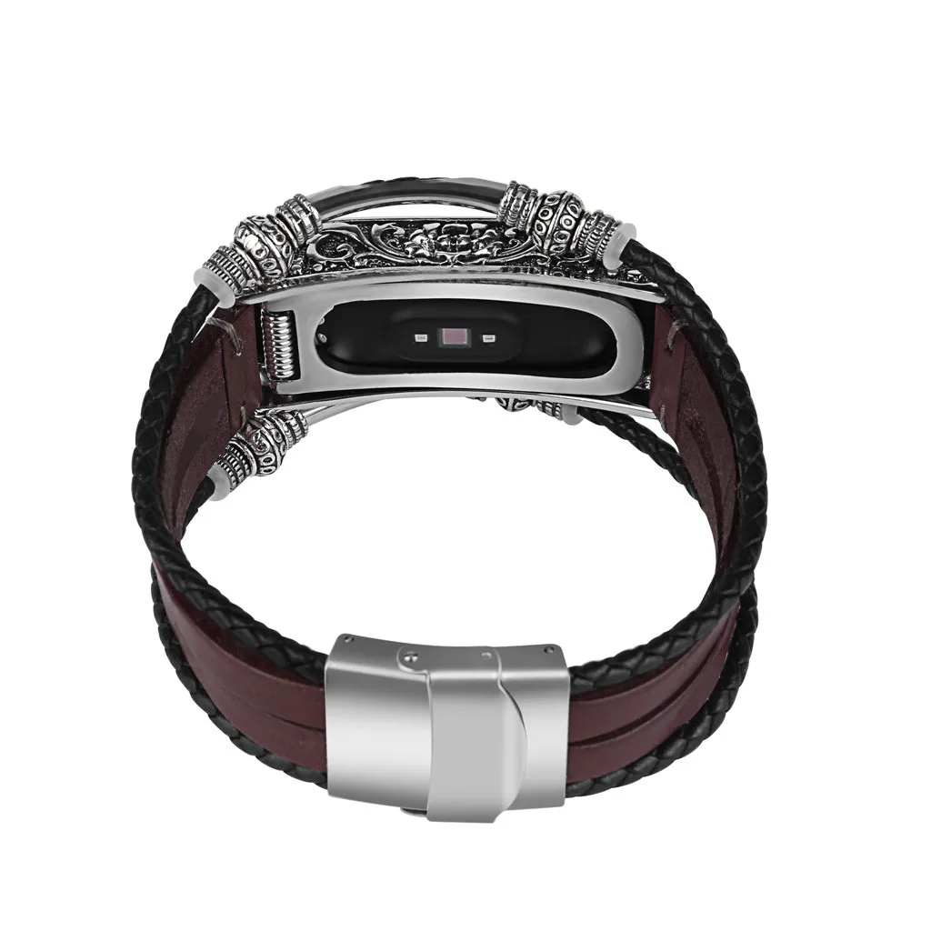 Популярный сменный кожаный браслет ремешок+ металлический чехол для Xiaomi Mi Band 4 модный подарок для друга классический браслет