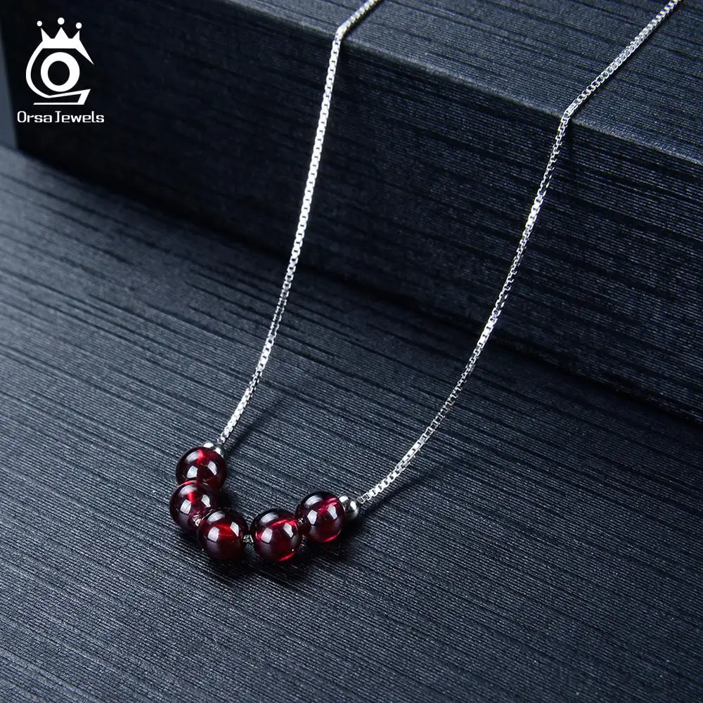 ORSA JEWELS, изысканное 925 пробы Серебряное ожерелье с подвеской в виде граната, женские вечерние и романтические ювелирные изделия, SN155-R