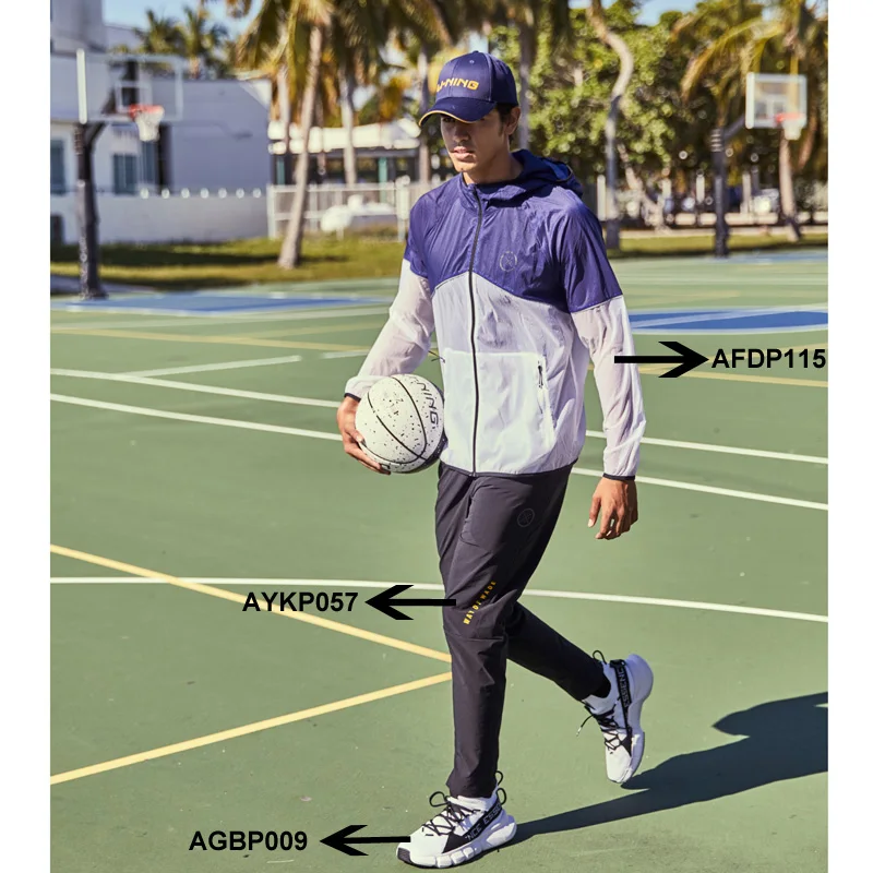Li-Ning мужские брюки серии Wade, 86% нейлон, 14% спандекс, Стандартный крой, с карманами на завязках, подкладка, 3D облегающие спортивные штаны AYKP057 MKY488