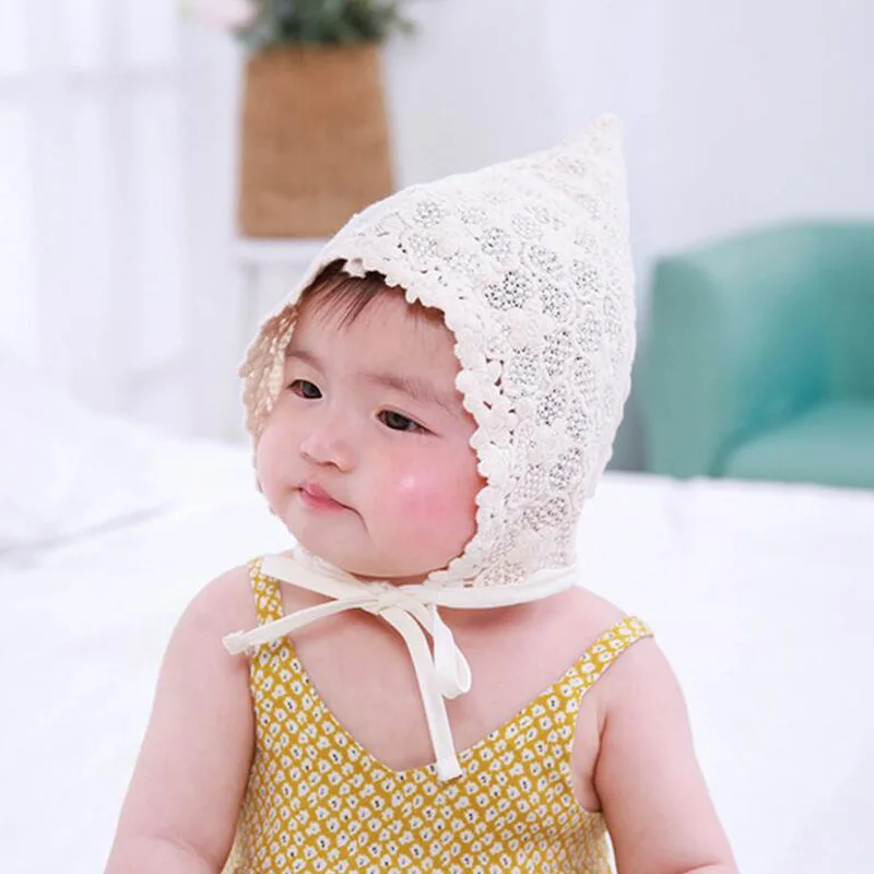 New Lace Summer Baby Hat for Girls Lace-Up Steeple Bonnet Enfant Princess Cap | Детская одежда и обувь