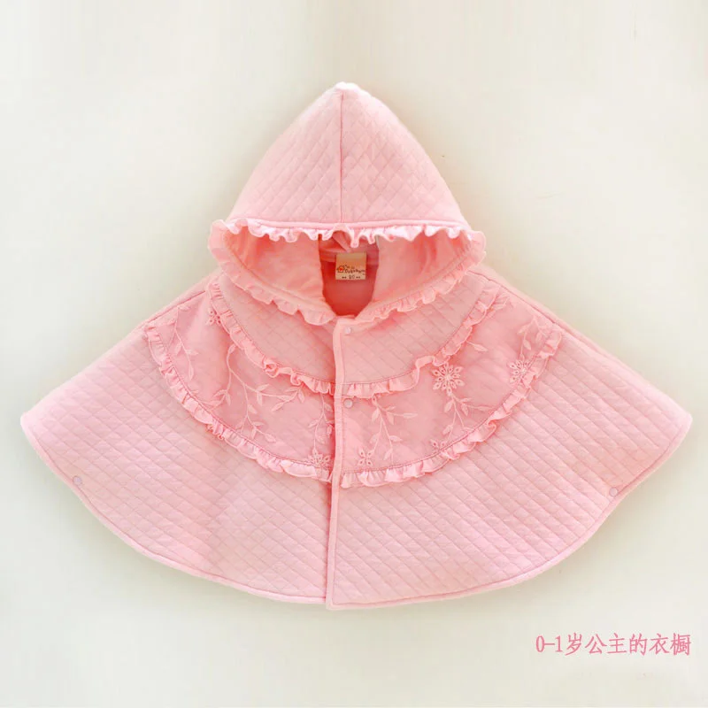 pink Г. плащ для маленьких девочек, пальто кружевная хлопковая верхняя одежда с капюшоном для маленьких принцесс Детское Пончо, платье-халат, накидка, манто, мантия - Цвет: pink