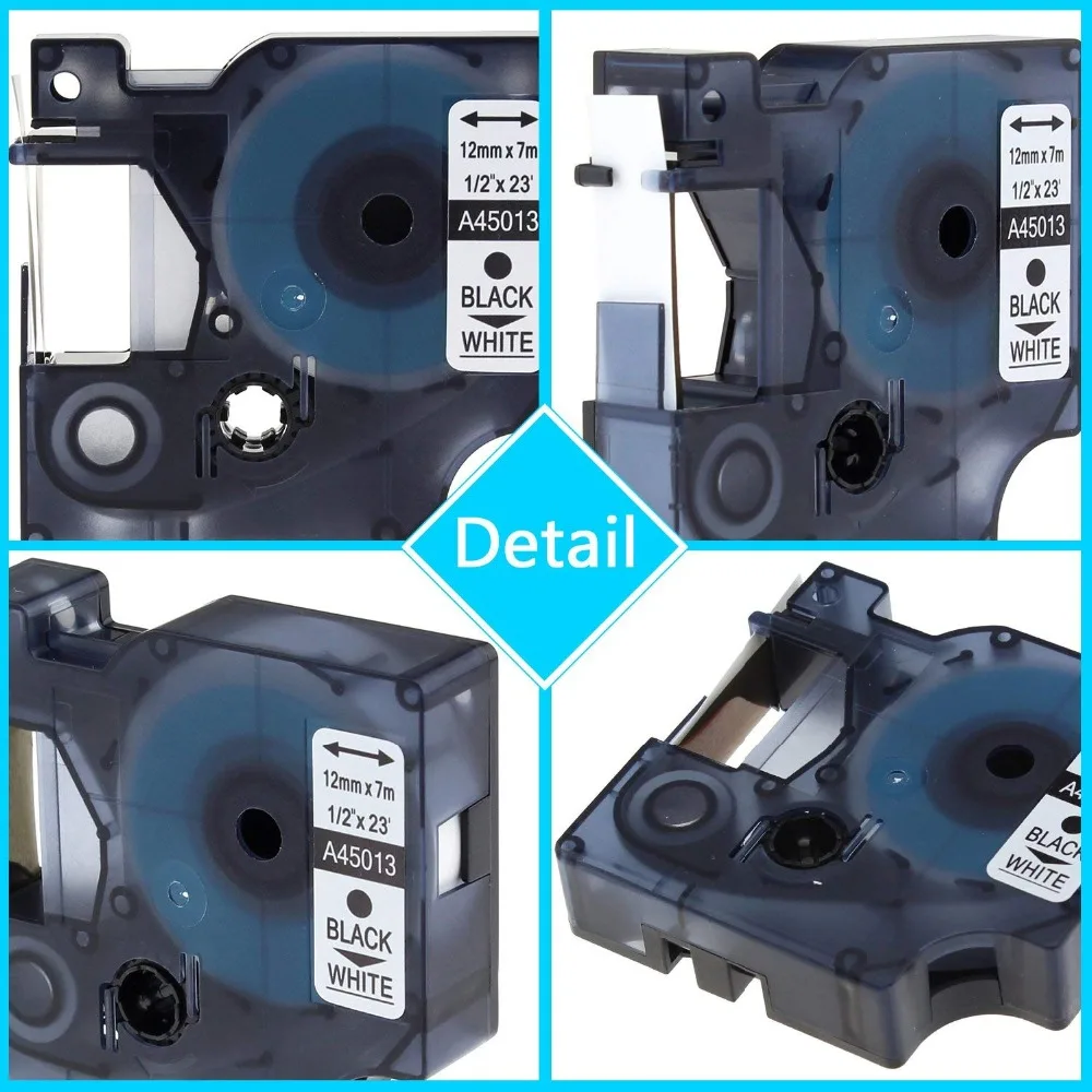 6 шт. совместимы с клейкой лентой Dymo 45010 45013 45016 45017 45018 для Labelmanager 210D 260P 450D 12 мм * 7 м