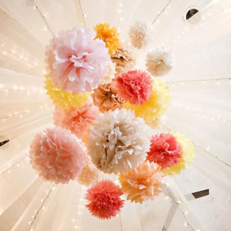 5 шт. 30 см DIY ремесло помпон ткань бумага Pom Poms цветочные шары свадьба комната для