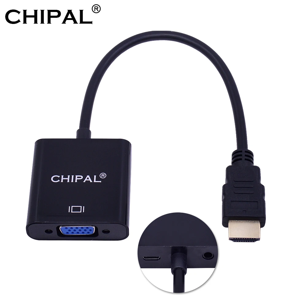 Адаптер CHIPAL для преобразователя HDMI VGA с аудиокабелем 3 5 мм + блок питания USB Xbox 360 ПК