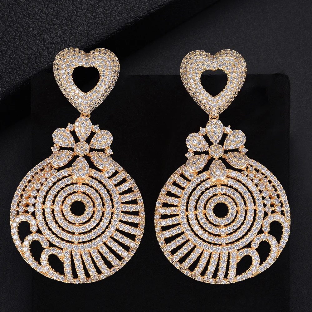 missvikki Exclusive Customization Earrings Handmade Round Pendant New Design Vintage Jewelry Shiny Cubic Zirconia Top Quality | Украшения и