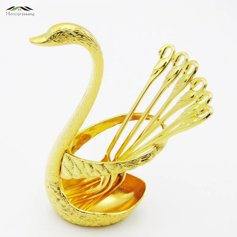 Золотой Лебедь фрукты Вилка десертный набор модные креативные Костюмы роскошный