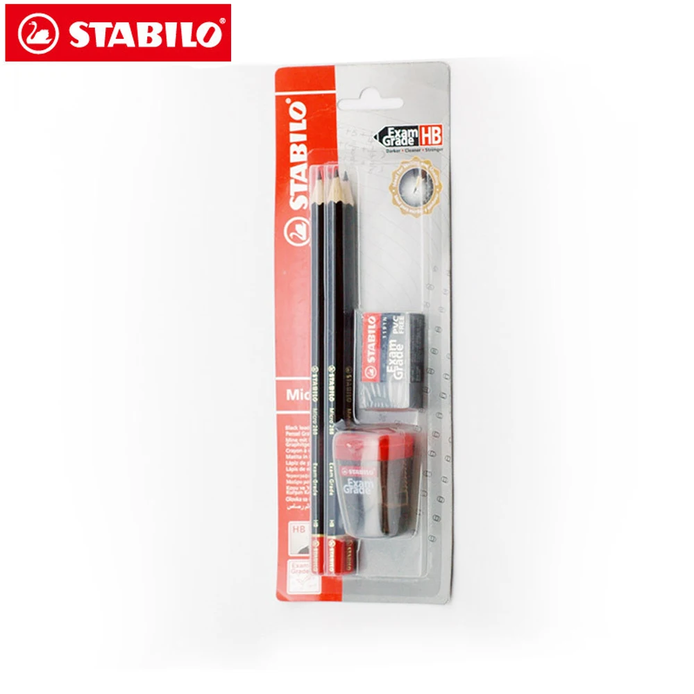 STABILO 2B/HB тестовый карандаш для экзамена класса пастельные карандаши набор с резиновой точилкой для карандашей деревянные карандаши для рисования для школьных принадлежностей