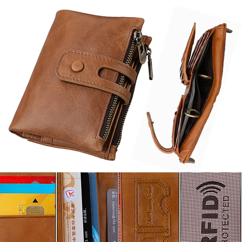 Кошелек из 100% натуральной кожи Rfid мужские кошельки кошелек для монет короткая