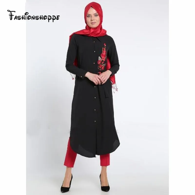 Мусульманская женская рубашка платье abaya вышивка jilbaw Туника длинные халаты