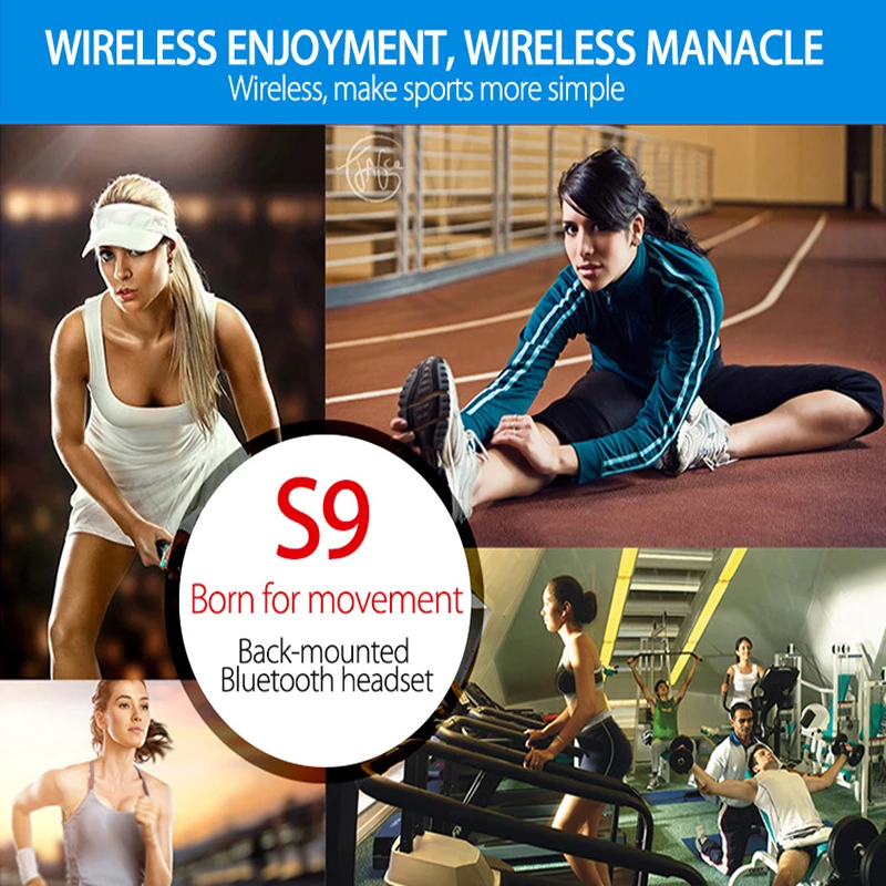 Спортивные Bluetooth наушники S9 беспроводные Auriculares стерео микрофон для iphone Samsung XiaoMi