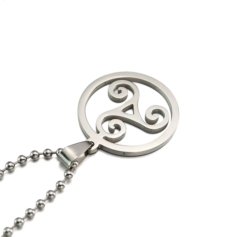 Ожерелье с круглым кулоном из нержавеющей стали Triskelion Triskele свободная цепочка