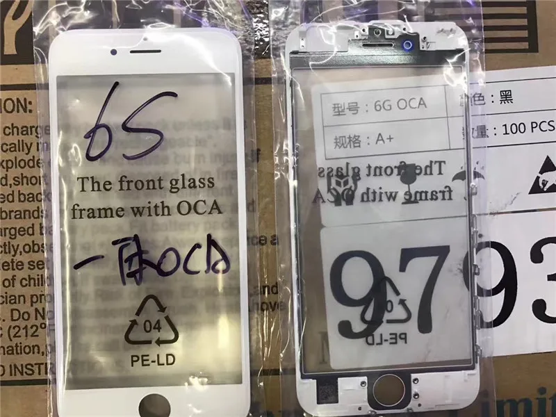 Холодное прессование внешнее стекло со средней рамкой ободок + OCA вместе для iPhone