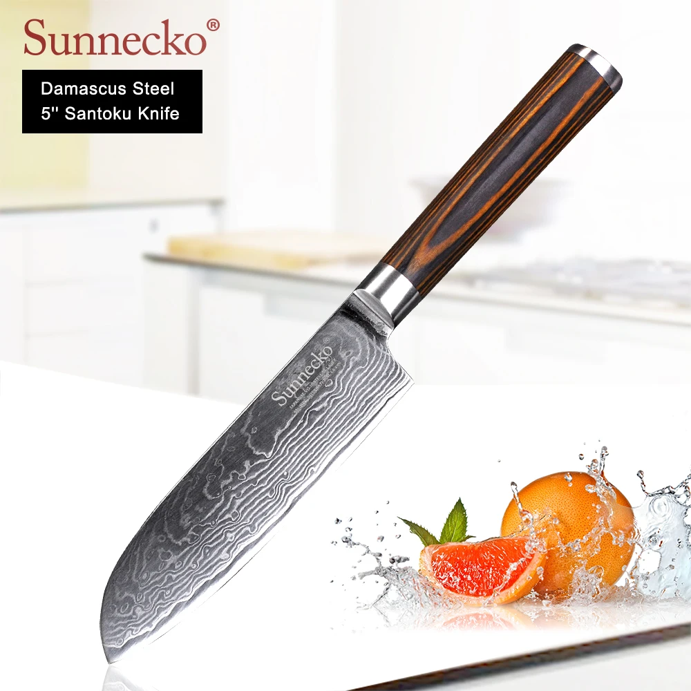 SUNNECKO Премиум 5 дюймовый нож Santoku дамасская сталь кухонные ножи японский VG10 Core Blade