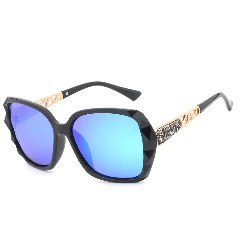 black blue HDCRAFTER модные роскошные женские Поляризованные Солнцезащитные очки женские солнцезащитные очки с коробкой - Цвет линз: black blue