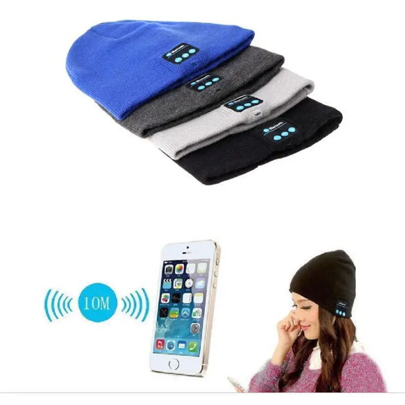 Soft Warm Beanie Hat Wireless Bluetooth Smart Cap Headset Headphone Speaker Mic Beanies Women Men | Skullies &amp