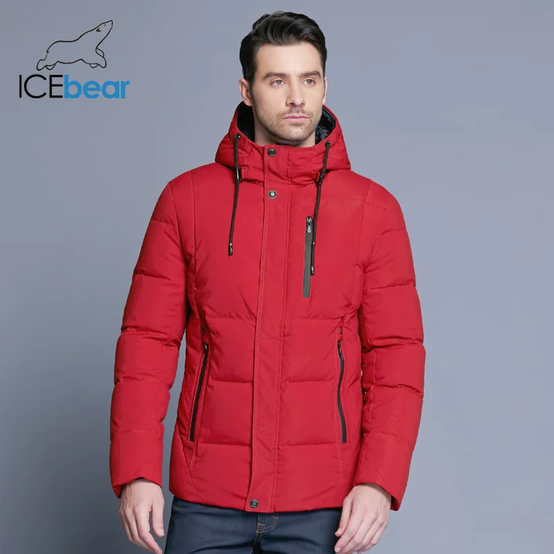 ICEbear 2019 Новая зимняя мужская куртка простое модное пальто с капюшоном вязаные