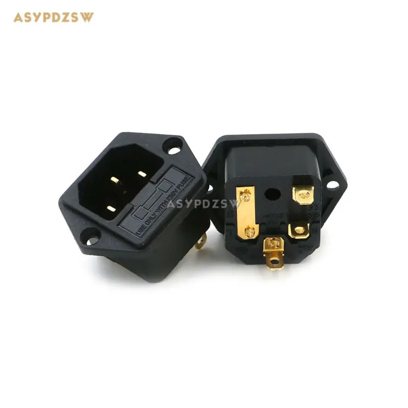 Aucharm IEC розетка 4N фиолетовый Медный позолоченный 15A/250 В HIFI AC разъем предохранителя питания