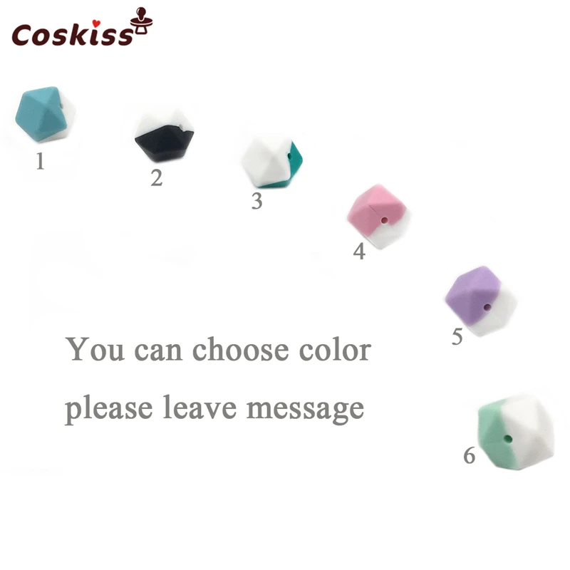 Cuentas de silicona de grado alimenticio para beb&eacute;s, abalorios hexagonales geom&eacute;tricos de 0,67 "(17mm) para morder, accesorios de pulsera para morder, DIY-1
