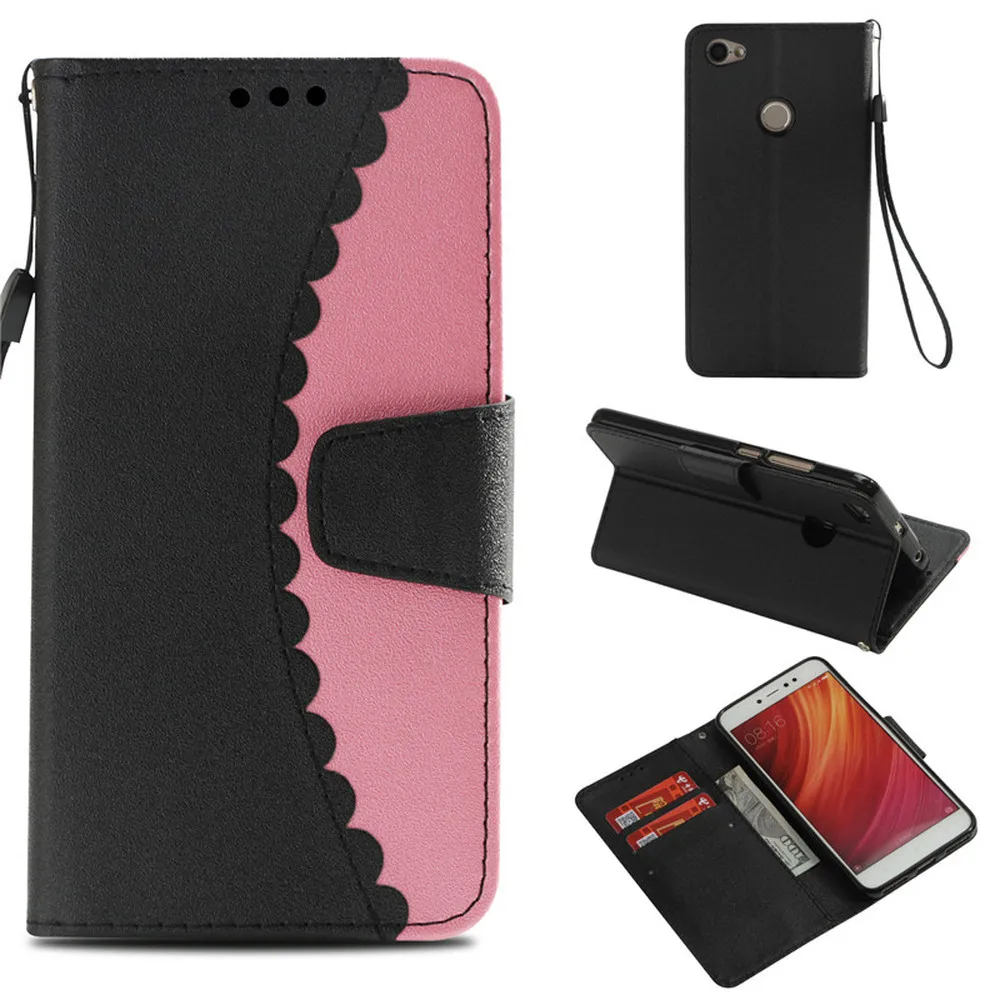 Кожаный чехол книжка с контрастным цветным соединением для Xiaomi Redmi 4A Note 5A Prime 4 4X mi
