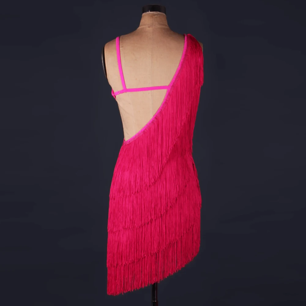 Женское платье для латинских танцев розовое танцевальное из органзы с