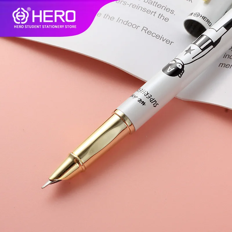 Hero Fountain Pens for school Cartoon schoolboy with Supplies High Quality Luxury Iraurita 0.38mm Smoothly Writing 10 packs | Канцтовары