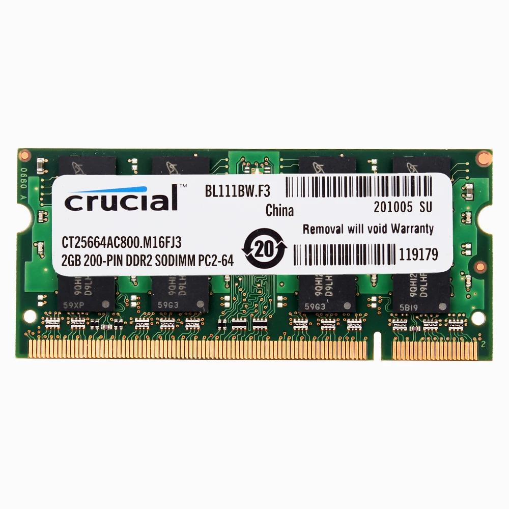 Оперативная память для ноутбука Crucial DDR2 800/667/533 1 Гб 2 оперативная 4 ГБ = шт. 2G PC2 6400 /5300