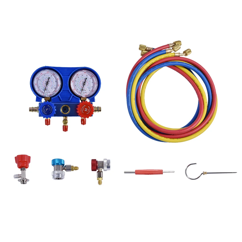 New PN-03TZ Air Conditioning Fluoride Tools Set Snow Refrigerant Pressure Double Table Valve R134a air Repair Tool | Инструменты