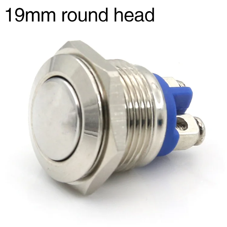 19mm round head Высокое качество 12MM16MM19MM22MM металлический кнопочный переключатель кнопка сброса дверной звонок винт Переключения pin водонепроницаемый - Цвет: 19mm round head
