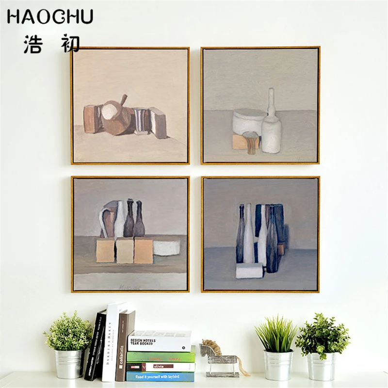 HAOCHU ручная репродукция Джорджио Morandi картина маслом на холсте Natura Morta бутылки