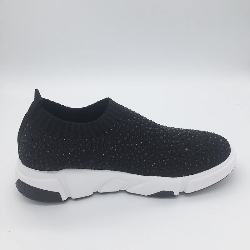 Женские кроссовки со стразами Повседневные вязаные на плоской платформе tenis feminino