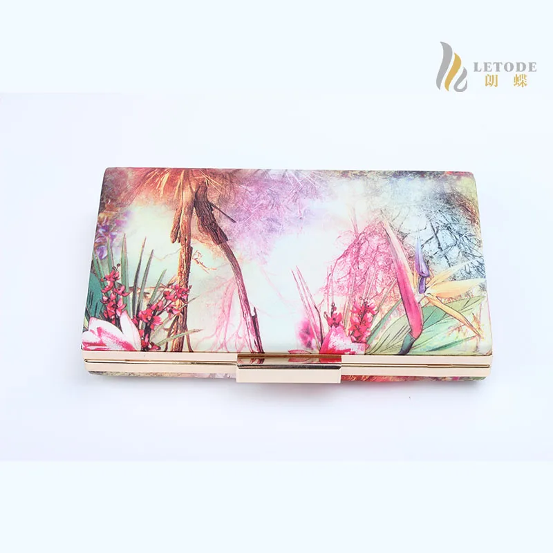 Bolsa Bolsos Female Flower Print bag ladies evening wedding flap clutch Frame Vintage Landscape elegant chain handbag 8238-2 | Багаж и