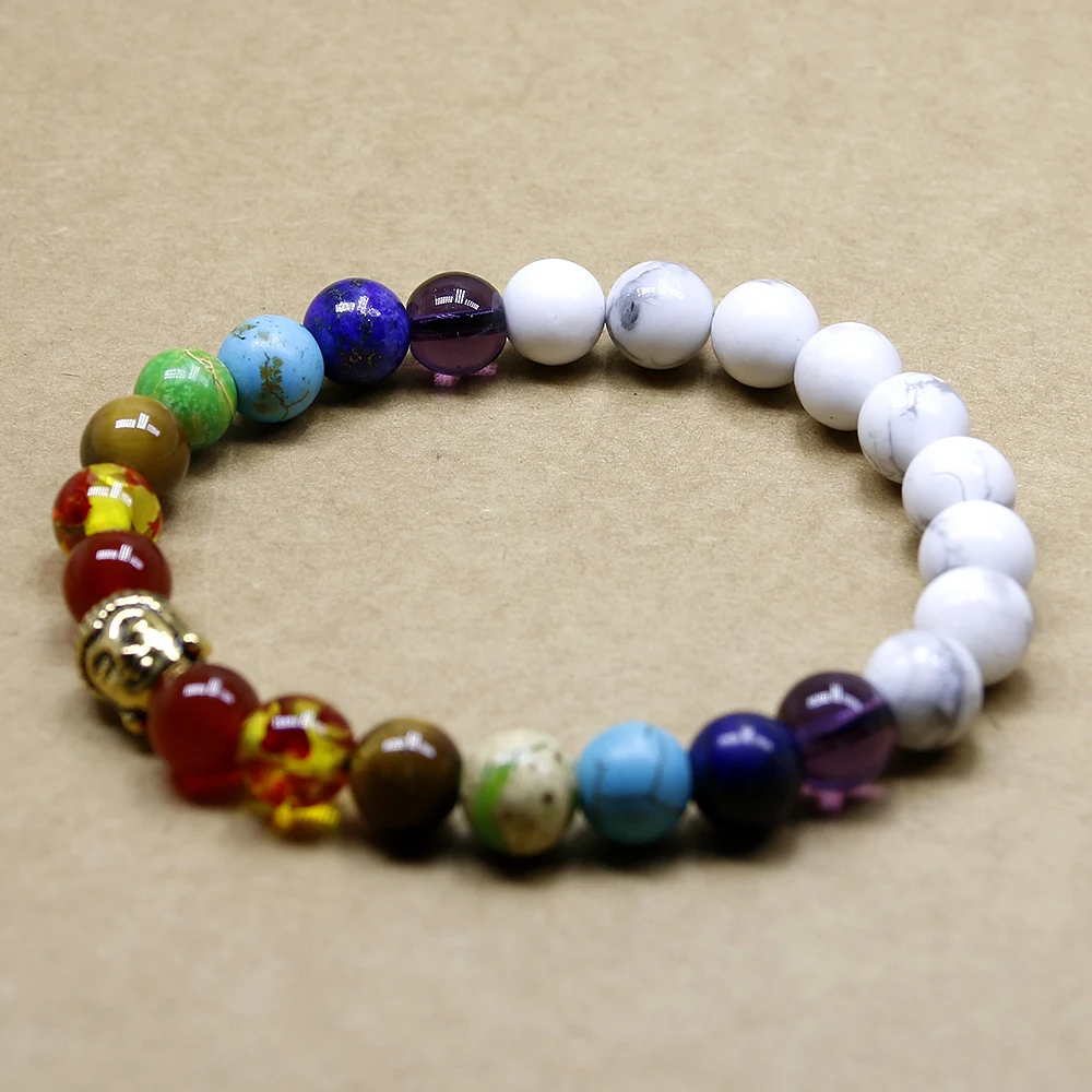 Белые браслеты Howlite Buddha 8 мм натуральный камень для женщин известный бренд