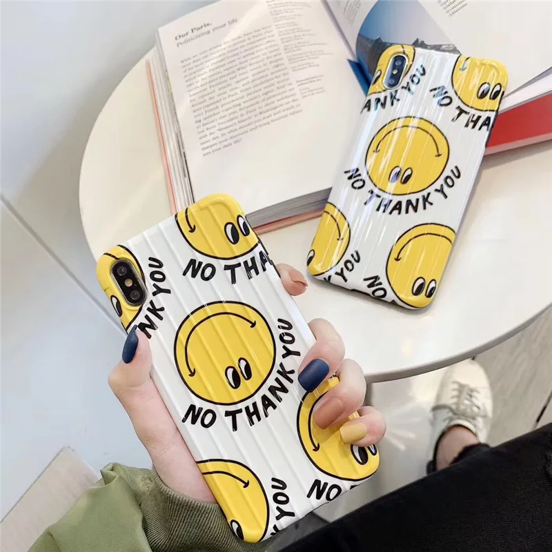 Surface luggage smiley phone case For iphone XS MAX XR X luxury TPU soft shell glossy 6 6s 7 8plus back cover |
