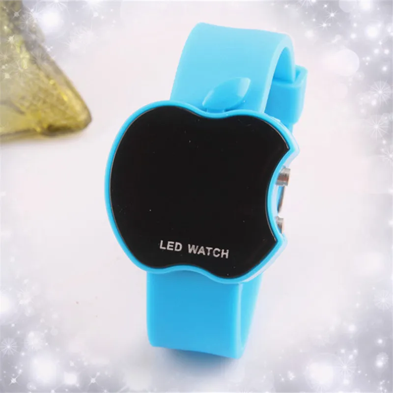 light blue Модные мужские и женские повседневные спортивные часы-браслет, белый светодиодный электронные цифровые часы Apple, силиконовые наручные часы для детей - Цвет: light blue