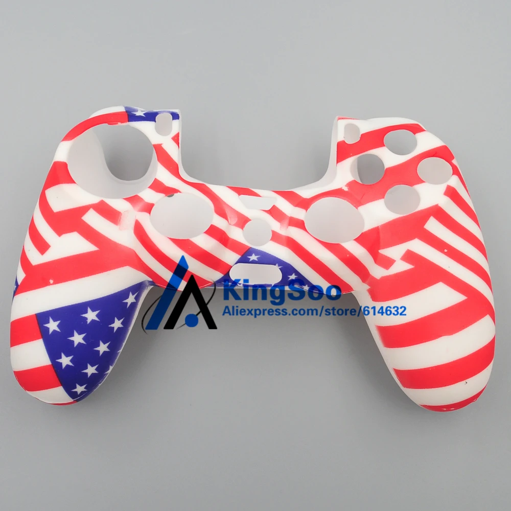 Модный чехол из мягкого силикона с защитным слоем из резины в дизайне американского флага для геймпада Playstation 4 PS4 Pro.