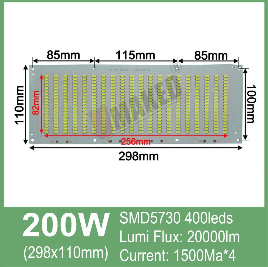 Светодиодный светильник PCB 200 Вт 100% полномощный SMD5054/2835/5730 алюминиевый основание