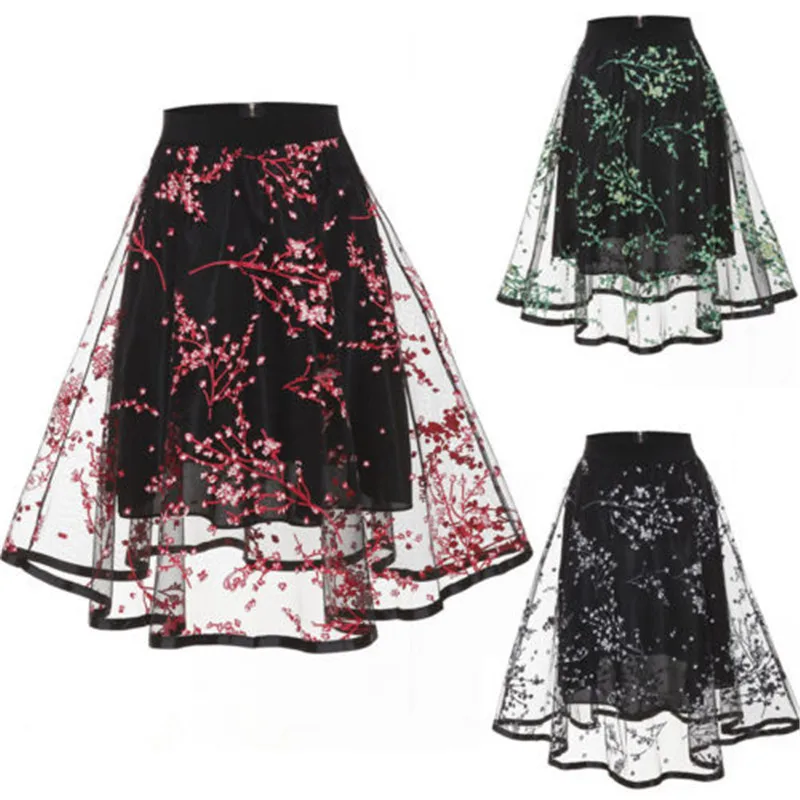 Юбка-пачка Neue Frauen thull A-linie Rock Mode Damen Kurzen Knielangen Prinzessin Ballett rёcke Mesh Partei Spitze Blume Boho |