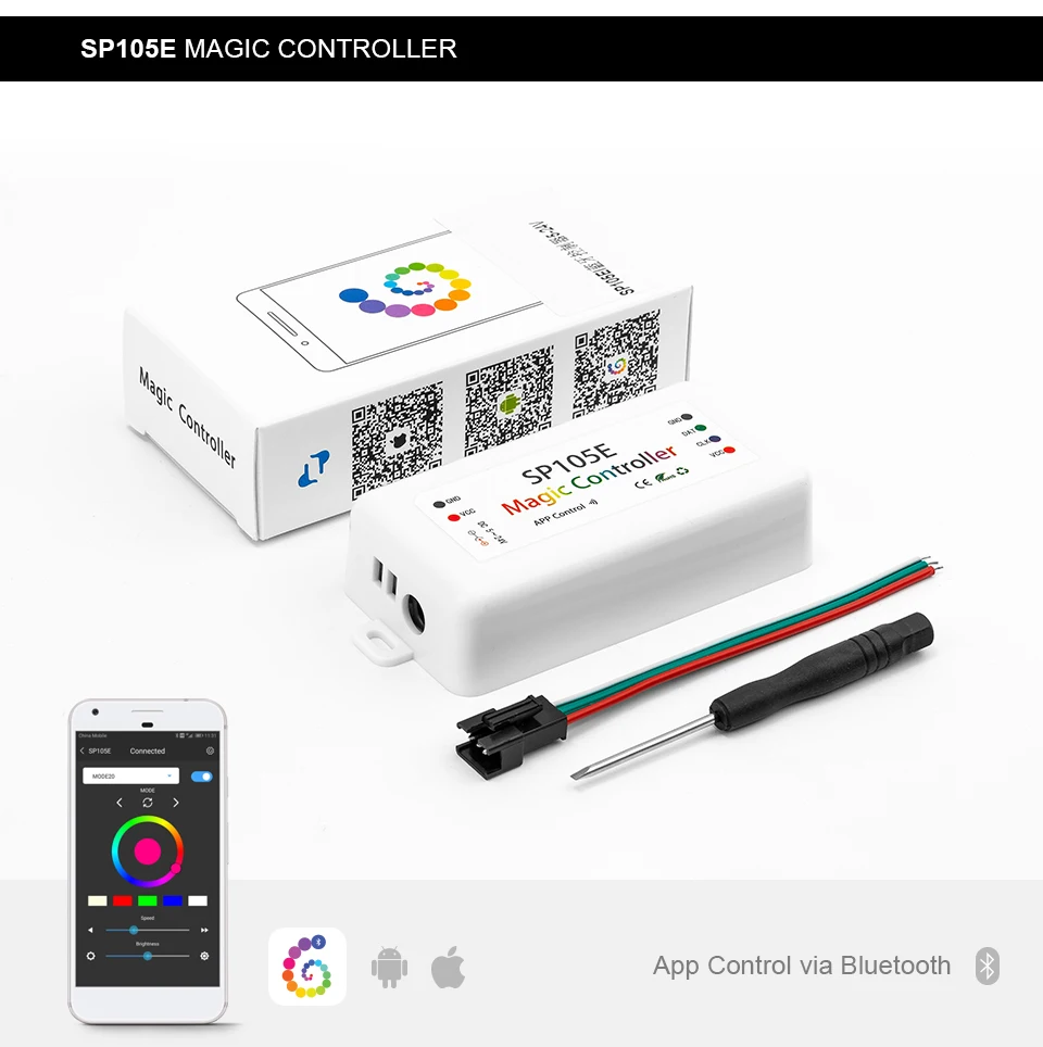 DC5V-24V SP105E Bluetooth WS2811 WS2812B светодиодный музыкальный контроллер SK6812 RGB/RGBW APA102 SP107E SP110E WS2801 пикселей светодиодные полосы