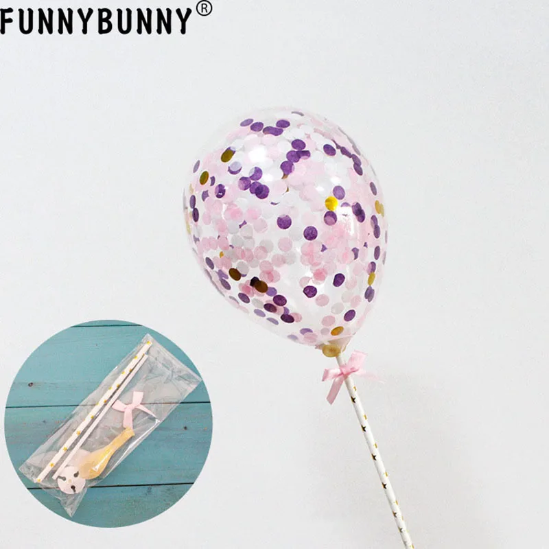 FUNNYBUNNY красочные шары с золотыми Конфетти украшения торта Топпер отлично
