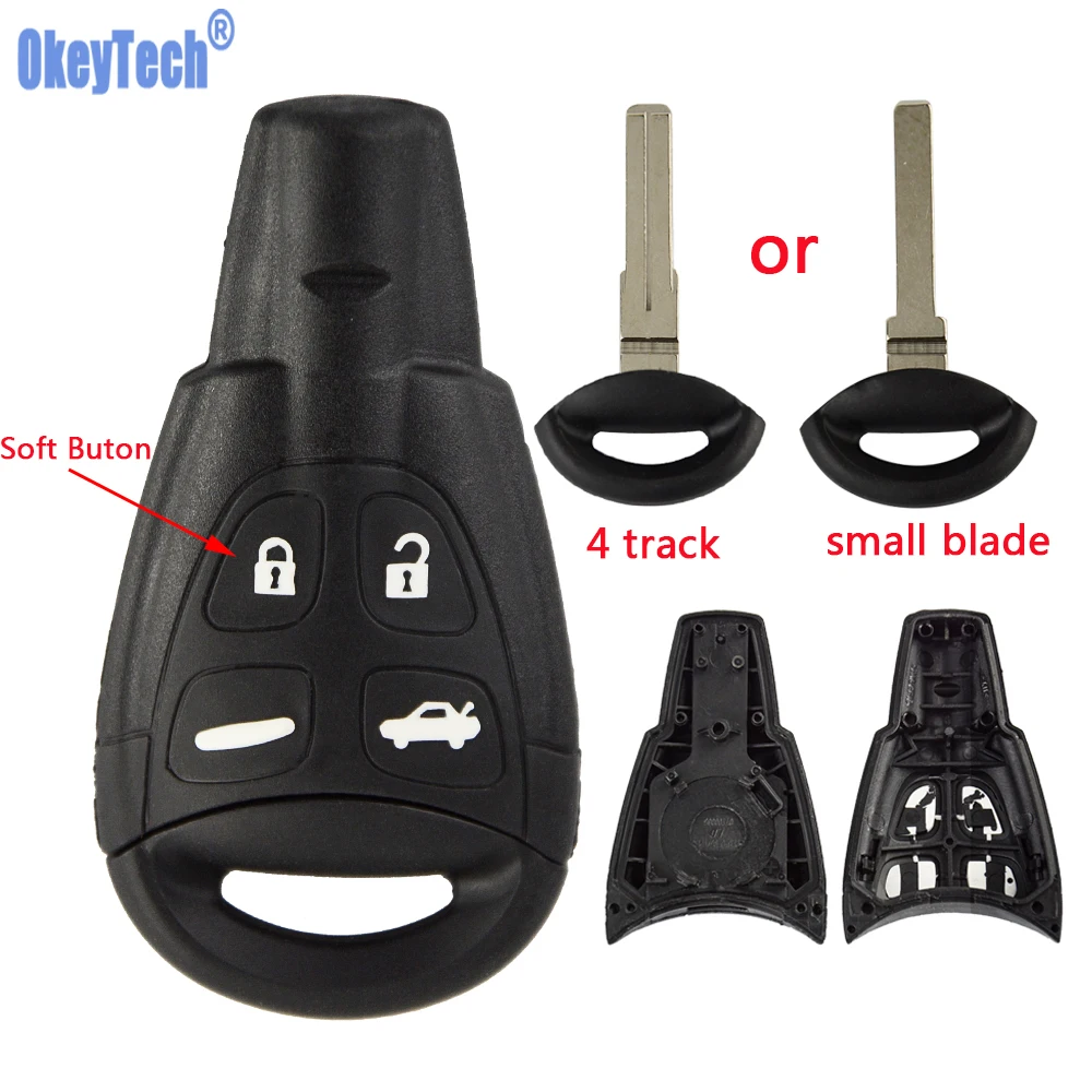 Чехол OkeyTech для Saab 9 3 93 2003 2007 4 кнопки необработанная смарт карта замена без ключа