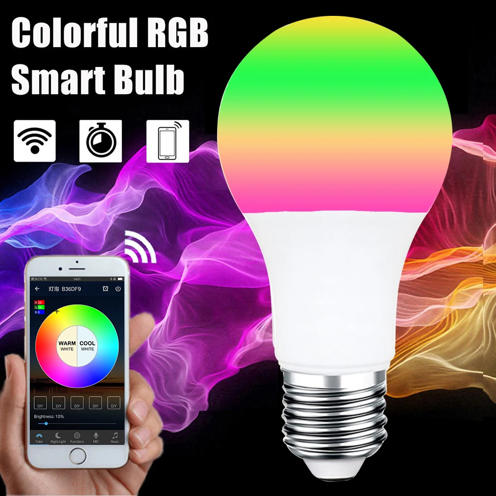 E27/B22 Smart WiFi светильник лампы голосового Управление RGB Энергосберегающие