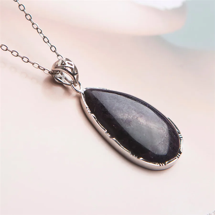 Genuine Purple Gemstone Natural Sugilite Pendant Women Men Necklace Crystal Water Drop Bead Stone 30*19*5mm |