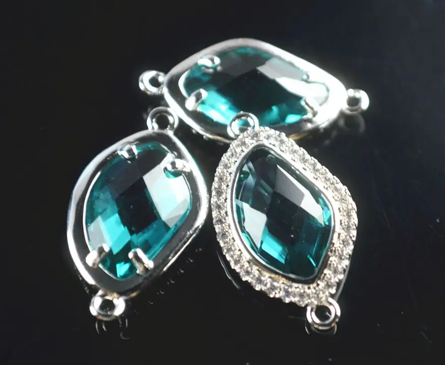 

Light blue zircon for bead 23 * 13 mm natural crystal texture stone frame connector charm bracelet necklace pendant