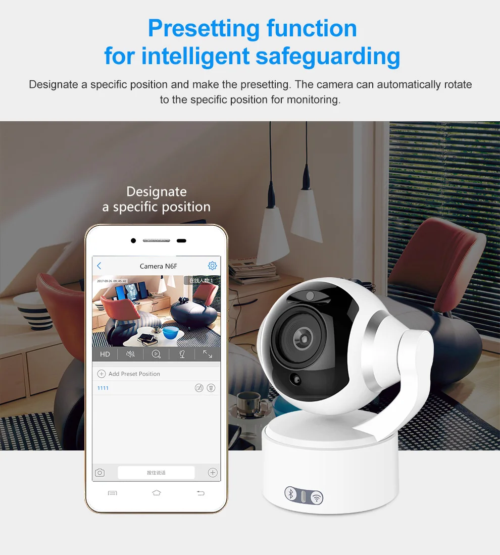 Meisort K5 1080 P 2.0MP Wi-Fi IP Камера Bluetooth Динамик IP камера инфракрасная Ночное видение охранных системах видеонаблюдения Камера s