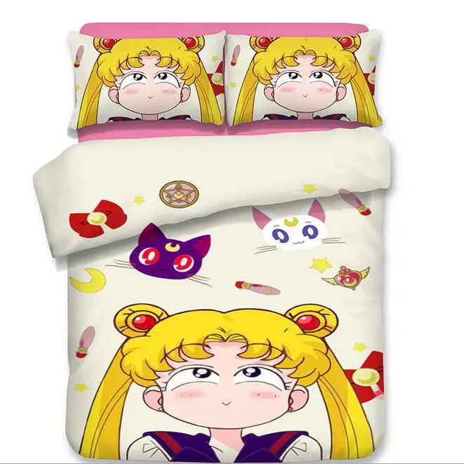Kawaii аниме Чи-Би Маруко Rilakkuma Сейлор Мун постельное белье Твин Полный Королева Король один двойной размер дети девочка пододеяльник набор